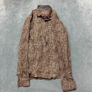 Consequence Shirt Womens Large Brown Beige Paisley Long Sleeve Button Up Casual